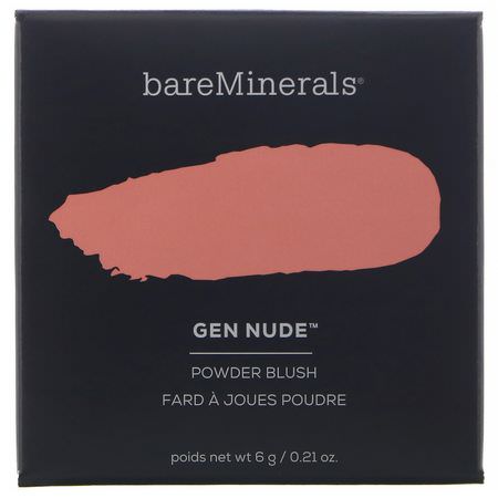臉紅, 臉部: Bare Minerals, Gen Nude Powder Blush, Call My Blush, 0.21 oz (6 g)