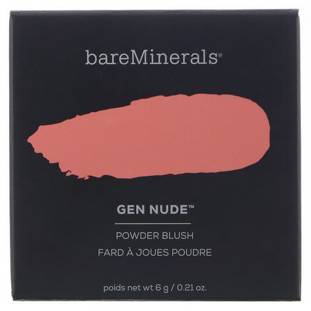 腮紅, 臉部: Bare Minerals, Gen Nude Powder Blush, Pink Me Up, 0.21 oz (6 g)