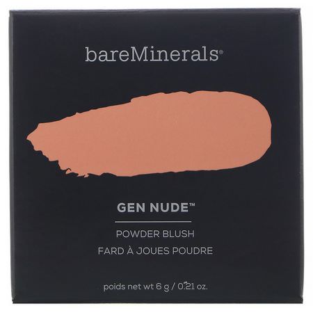 腮紅, 臉部: Bare Minerals, Gen Nude Powder Blush, That Peach Tho, 0.21 oz (6 g)