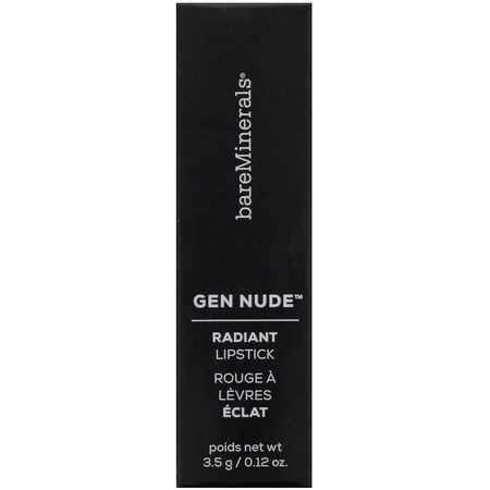 唇膏, 嘴唇: Bare Minerals, Gen Nude, Radiant Lipstick, Love, 0.12 oz (3.5 g)