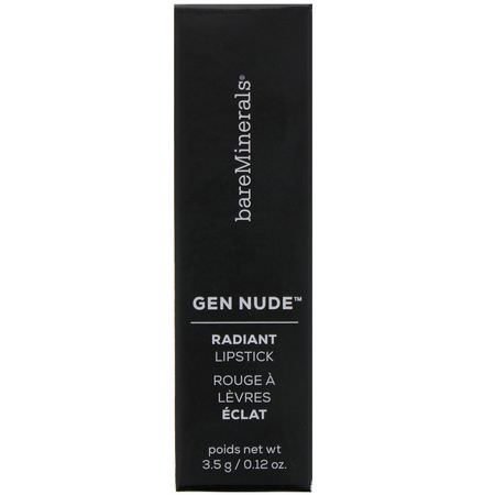 唇膏, 嘴唇: Bare Minerals, Gen Nude, Radiant Lipstick, Notorious, 0.12 oz (3.5 g)