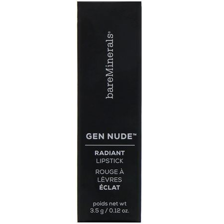 唇膏, 嘴唇: Bare Minerals, Gen Nude, Radiant Lipstick, Tutu, 0.12 oz (3.5 g)