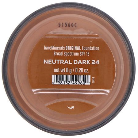 基礎, 臉部: Bare Minerals, Original Foundation, SPF 15, Neutral Dark 24, 0.28 oz (8 g)