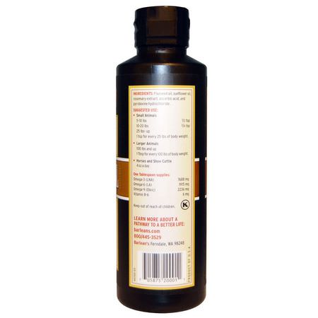 油, 寵物歐米茄: Barlean's, Flax Oil, for Animals, 12 fl oz (355 ml)