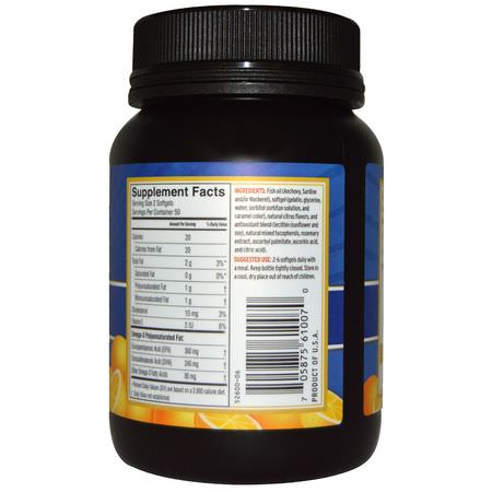 Omega-3魚油, EPA DHA: Barlean's, Fresh Catch, Fish Oil Supplement, Omega-3 EPA/DHA, Orange Flavor, 100 Softgels