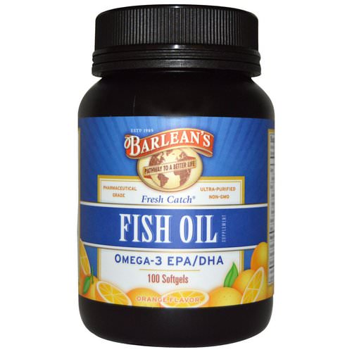 Barlean's, Fresh Catch, Fish Oil Supplement, Omega-3 EPA/DHA, Orange Flavor, 100 Softgels Review