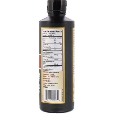 亞麻籽補品, 歐米茄EPA DHA: Barlean's, Organic, Fresh, Flax Oil, 16 oz (473 ml)