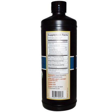 Omega 3-6-9組合, EFA: Barlean's, Organic Lignan Flax Oil, 32 fl oz (946 ml)