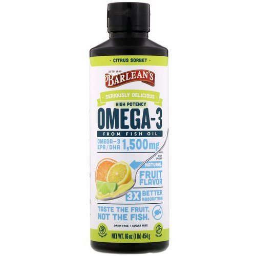 Barlean's, Seriously Delicious, Omega-3 Fish Oil, Citrus Sorbet, 16 oz (454 g) Review