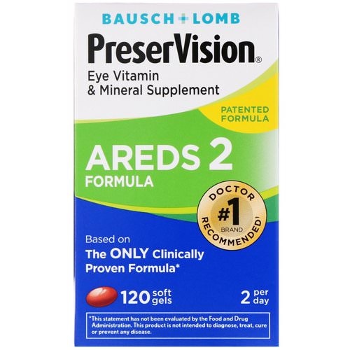 Bausch & Lomb, PreserVision, AREDS 2 Formula, Eye Vitamin & Mineral Supplement, 120 Soft Gels Review