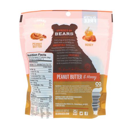 小吃, 零食: Bear Naked, Granola Bites, Peanut Butter & Honey, 7.2 oz (204 g)