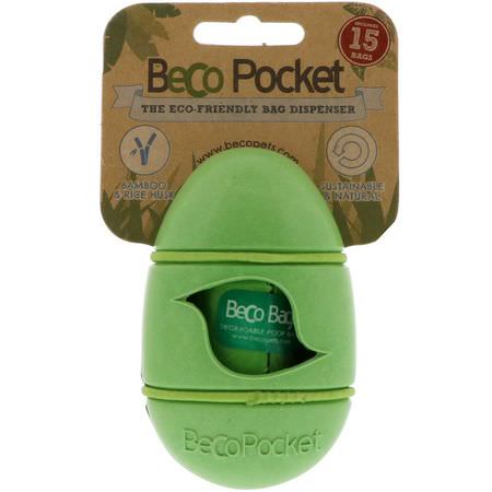 寵物用品, 寵物: Beco Pets, Beco Pocket, The Eco-Friendly Bag Dispenser, Green, 1 Beco Pocket, 15 Bags
