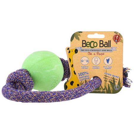 寵物玩具, 寵物: Beco Pets, Eco-Friendly Dog Ball On a Rope, Large, Green, 1 Rope