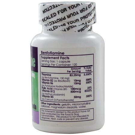 維生素B, 維生素: Benfotiamine Inc, Multi-B Neuropathy Support Formula, 150 mg, 120 Capsules