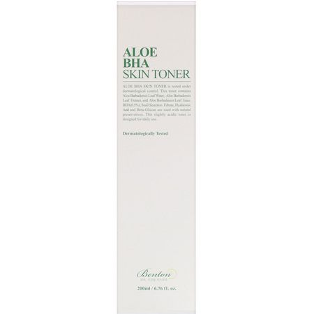 碳粉, K美容潔面乳: Benton, Aloe BHA Skin Toner, For All Skin Types, 200 ml