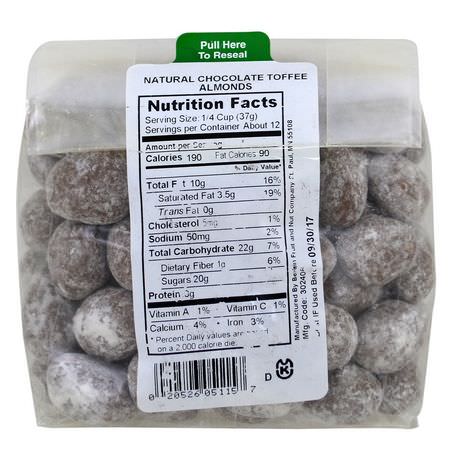 糖果, 巧克力: Bergin Fruit and Nut Company, Natural, Chocolate Toffee Almonds, 16 oz (454 g)