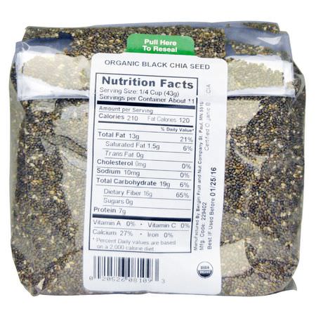 Chia種子: Bergin Fruit and Nut Company, Organic Black Chia Seed, 16 oz (454 g)