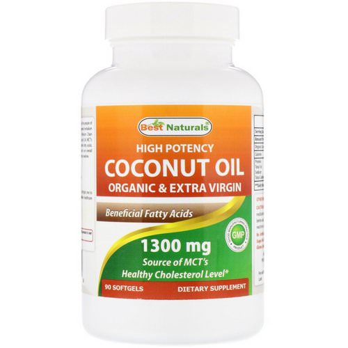 Best Naturals, High Potency Coconut Oil, Organic & Extra Virgin, 1300 mg, 90 Softgels Review