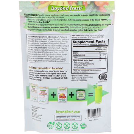 水果, 超級食品: Beyond Fresh, Orchard Fresh, Organic Fruits & Berries Master Blend, Natural Flavor, 6.35 oz (180 g)