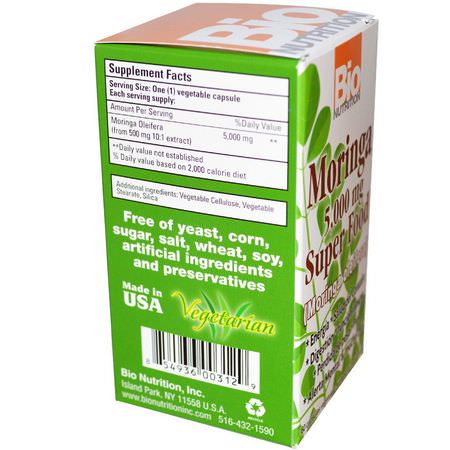辣木, 超級食物: Bio Nutrition, Moringa Super Food, 500 mg, 60 Veggie Caps