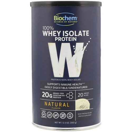 Biochem, 100% Whey Isolate Protein, Natural Flavor, 12.3 oz (350 g) Review