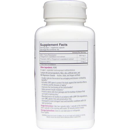 白藜蘆醇, 抗氧化劑: Biotivia, Transmax, 500 mg, 60 Capsules