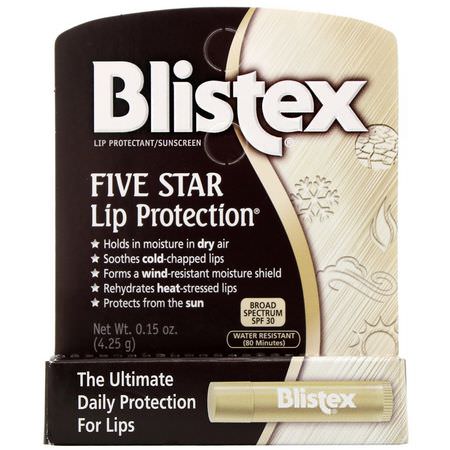 SPF, 潤唇膏: Blistex, Five Star Lip Protection, SPF 30, .15 oz (4.25 g)