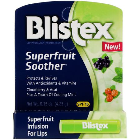 SPF, 潤唇膏: Blistex, Superfruit Soother, Lip Protectant/Sunscreen, SPF 15, 0.15 oz (4.25 g)