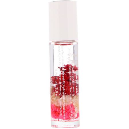 唇彩, 嘴唇: Blossom, Roll-On Scented Lip Gloss, Strawberry, 0.20 fl oz (5.9 ml)