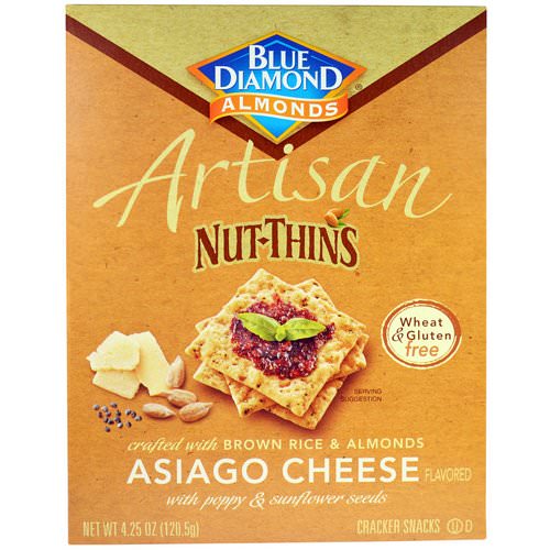Blue Diamond, Artisan Nut-Thins, Asiago Cheese Cracker Snacks, 4.24 oz (120.5 g) Review