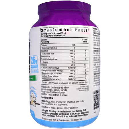 乳清蛋白, 運動營養: Bluebonnet Nutrition, 100% Natural Whey Protein Isolate, Natural French Vanilla, 2 lbs (924 g)