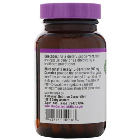 Bluebonnet Nutrition Acetyl L-Carnitine - 乙酰左旋肉鹼, 氨基酸, 補充劑