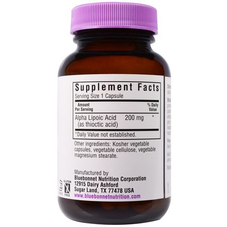 α硫辛酸, 抗氧化劑: Bluebonnet Nutrition, Alpha Lipoic Acid, 200 mg, 60 Vcaps