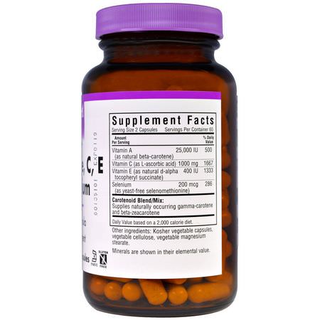 抗氧化劑, β-胡蘿蔔素: Bluebonnet Nutrition, Beta Carotene, C, E Plus Selenium, 120 Veggie Caps