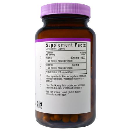 B3菸酸, 維生素B: Bluebonnet Nutrition, Flush-Free Niacin, 500 mg, 120 Veggie Caps