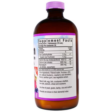 鈣, 礦物質: Bluebonnet Nutrition, Liquid Calcium Magnesium Citrate Plus Vitamin D3, Natural Mixed Berry Flavor, 16 fl oz (472 ml)