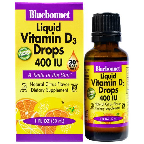 Bluebonnet Nutrition, Liquid Vitamin D3 Drops, Natural Citrus Flavor, 400 IU, 1 fl oz (30 ml) Review
