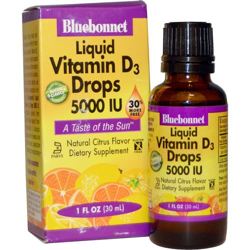 Bluebonnet Nutrition, Liquid Vitamin D3 Drops, Natural Citrus Flavor, 5,000 IU, 1 fl oz (30 ml) Review