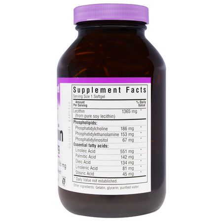 卵磷脂補充劑: Bluebonnet Nutrition, Natural Lecithin, 1365 mg, 180 Softgels