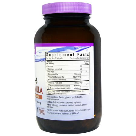 Omega-3魚油, EPA DHA: Bluebonnet Nutrition, Natural Omega-3 Heart Formula, 120 Softgels