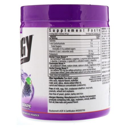 能量補充劑: Bluebonnet Nutrition, Simply Energy, Grape Flavor, 10.58 oz (300 g)