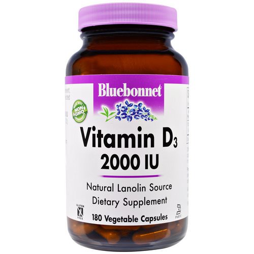 Bluebonnet Nutrition, Vitamin D3, 2000 IU, 180 Veggie Caps Review
