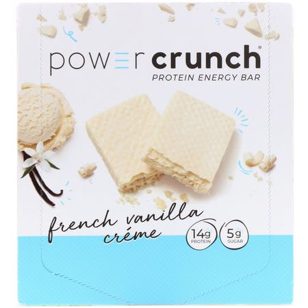 能量棒, 運動棒: BNRG, Power Crunch Protein Energy Bar, French Vanilla Creme, 12 Bars, 1.4 oz (40 g) Each