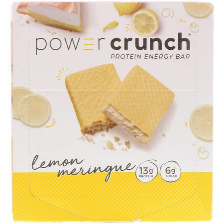 能量棒, 運動棒: BNRG, Power Crunch Protein Energy Bar, Lemon Meringue, 12 Bars, 1.4 oz (40 g) Each