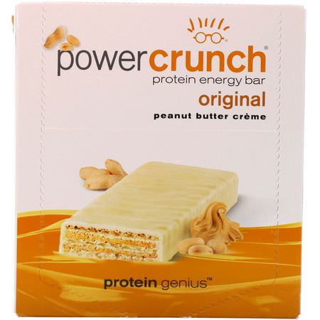能量棒, 運動棒: BNRG, Power Crunch Protein Energy Bar, Original, Peanut Butter Creme, 12 Bars, 1.4 oz (40 g) Each