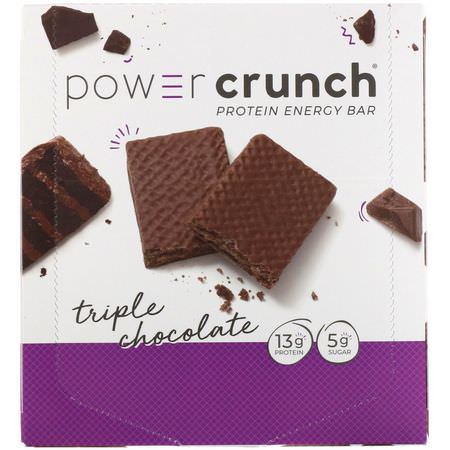 能量棒, 運動棒: BNRG, Power Crunch Protein Energy Bar, Original, Triple Chocolate, 12 Bars, 1.4 oz (40 g) Each