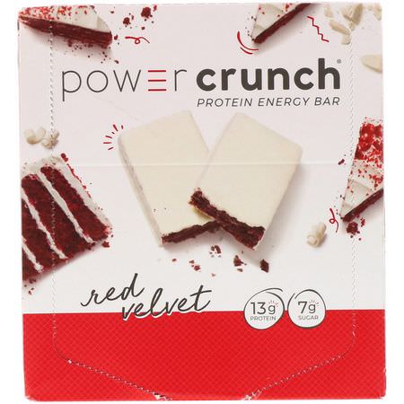 能量棒, 運動棒: BNRG, Power Crunch Protein Energy Bar, Red Velvet, 12 Bars, 1.4 oz (40 g) Each