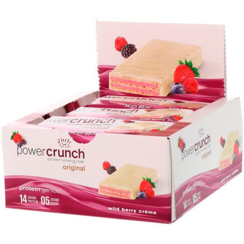 BNRG, Power Crunch Protein Energy Bar, Wild Berry Creme, 12 Bars, 1.4 oz (40 g) Each Review