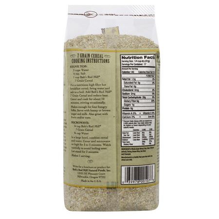 熱穀物, 早餐食品: Bob's Red Mill, 7 Grain Hot Cereal, 1.56 lbs (708 g)