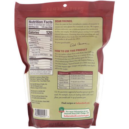 通用麵粉, 混合物: Bob's Red Mill, All Purpose Baking Flour, Gluten Free, 22 oz (624 g)